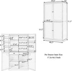 71.3" Tall Wooden Storage Cabinet with 4 Doors and Adjustable Shelves, 40.2" W Freestanding Kitchen Pantry Cupboard Storage Cabinet for Kitchen, Living Room, Dining Room and Office, Gray
