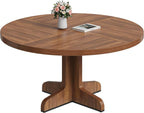 Garvee 47 Inch Round Dining Table for 4, Farmhouse Kitchen Dining Room Circle Dinner Table, Kitchen Dining Room Furniture, Walnut (Table Only)