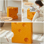 Creative Coffee Table Cheese-Shaped Triangle Resin Side Table Multifunctional Sofa Stool Nightstand for Small Living Room Practical(Dark Yellow,L)