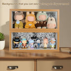 Display Case for Figures with Tempered Glass Door, Wall Mounted Wood Display Case for Collectibles, Dustproof Display Shelf for Pop Mart, Labubu, Action Figures, Mini Toys and Figurines