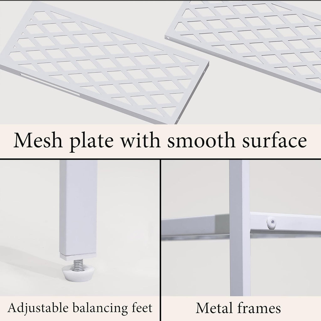 Shoe Rack, Expandable Shoes Organizer Metal Shelf Stand, 2 Tier Stackable Long Shoe Storage Holder For Closet, Floor, Entryway, Garage, Bedroom, Door Entrance For 12-18 Pairs, 45.6 inches White
