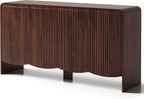 Seang Fluted Sideboard Buffet Cabinet with Storage,58" Modern Sideboard Cabinet with Curved Design & Adjustable Shelves,Wood Console Table for Living Room,Entryway,Kitchen,Walnut