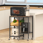 OGEMXU Kitchen Microwave Cart,Microwave Stand with Wheels,Coffee Bar Table Station,4-Tier Rolling Baker's Rack,Small Appliance Storage Shelf,Utility Side Table for Kitchen,Living Room (Rustic Brown)