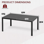 PIZZELLO Patio Dining Table for 6, 59" Rectangular Outdoor Patio Tables with Wood-Like HDPE Slat Top, All Weather Metal Outdoor Dining Table for Lawn Backyard Garden, Black