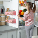 Beeveer 2 Pack Heart Magnetic Spice Rack for Refrigerator Metal Magnet Basket Shelf for Fridge Seasoning Storage Organizers Home Decor Kitchen Accessories (Pink)