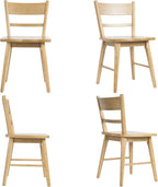CIMOTA Oak Dining Chairs Set of 4, Farmhouse Wood Dining Chairs Ladder Back Kitchen Chairs, Windsor Dining Chairs for Kitchen and Dining Room, Oak