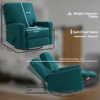 Harkawon Swivel Rocker Recliner Chair, Glider Rocker Recliner, Rocking Chair Nursery, Fabric Chair with High Back, Deep Seat, for Living Room, Bedroom, Green