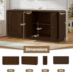 63" Buffet Sideboard Cabinet with Storage, Modern Credenza w/4 Fluted Arched Doors & Adjustable Shelves, Wood Accent Cabinet Coffee Bar Console Table for Living Room Kitchen (Walnut)