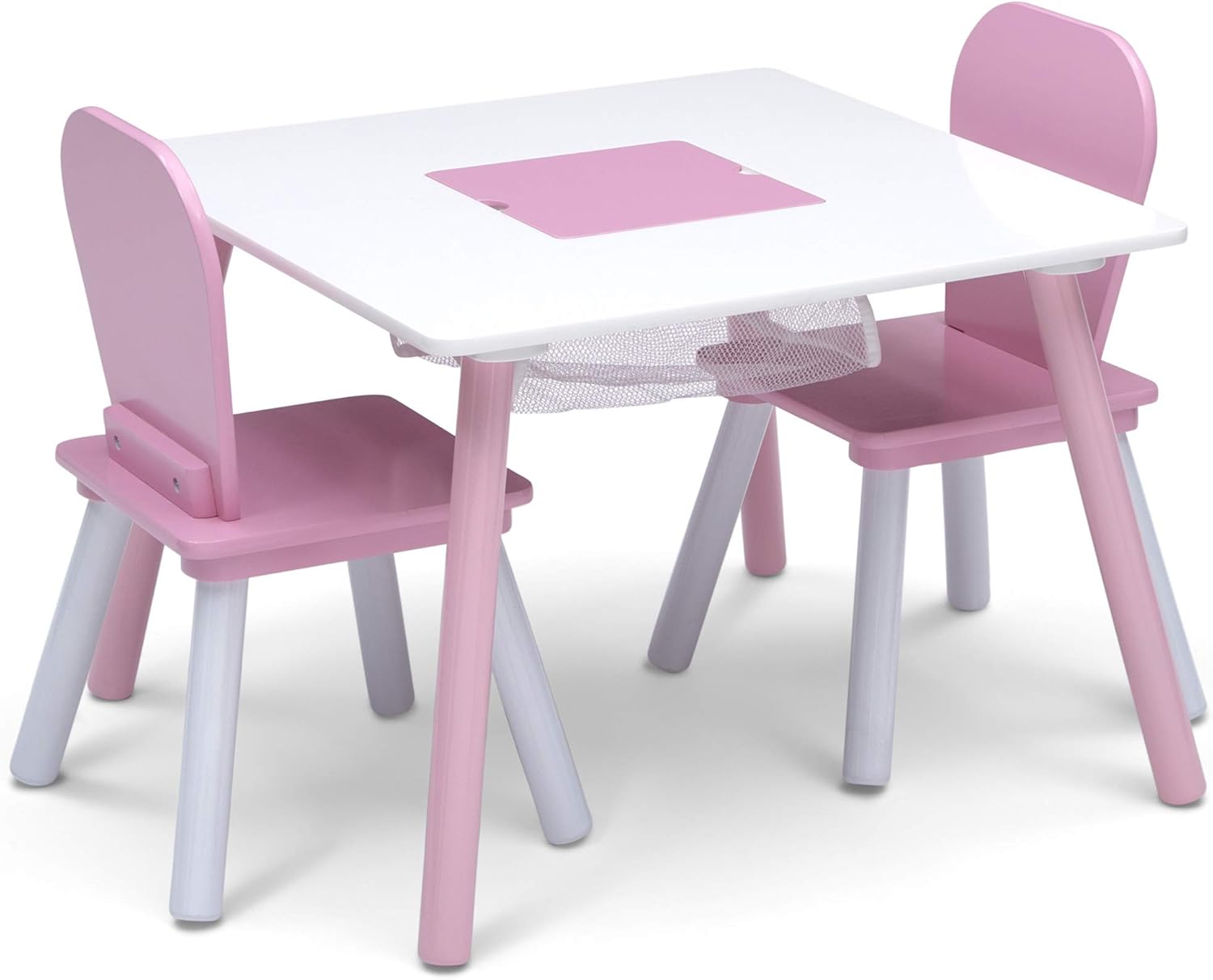 Delta Children 4-Piece Toddler Playroom Set, Pink/White