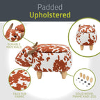 Pearington Cow Ottoman with Storage, Furniture for Living Room, Gameroom, Playroom, Bedroom Décor, Soft Animal-Shaped, Brown/White