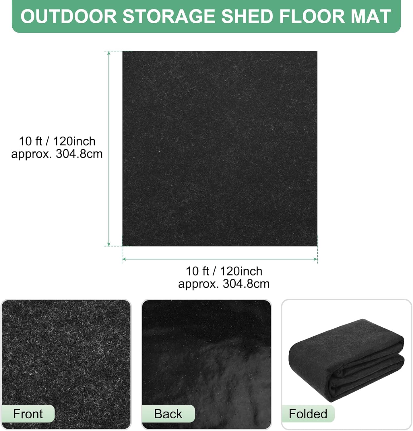 M METERXITY Outdoor Storage Shed Mat, 10x10 FT Waterproof Small Shed Flooring Mat for Patio Furniture Floor Protecting from Wear/Liquid/Dust/Oil, Non-Slip Carport Pad [Grey]