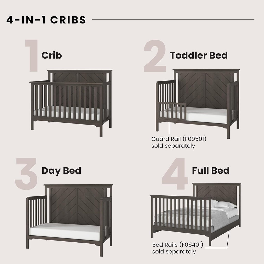 Child Craft Hampton Flat Top Crib and Changing Table Nursery Set, 2-Piece, Includes 4-in-1 Convertible Crib and Changing Table, Grows with Your Baby (Dapper Gray)