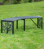 Plow & Hearth Tree of Life Outdoor Backless Curved Bench | Holds 300 lbs | Weatherproof Metal Garden Bench for Patio Porch Deck | 55" Lx15½Wx16 H (Tree of Life)