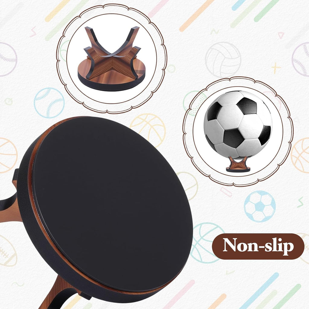 Sumind 3 Pcs Walnut Small Ball Stand Holder Sport Ball Display Rack Baseball Display Stand with 3 Pieces Non-slip Rubber Pads for Baseball Golf Softball Tennis Spheres, Wood