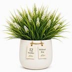 Artificial Monkey Grass with Flowers - UV Resistant Artificial Outdoor Plants, Faux Flowers for Outdoor Planters, Porch, Patio, Garden, Window Box - 12 Bundles White
