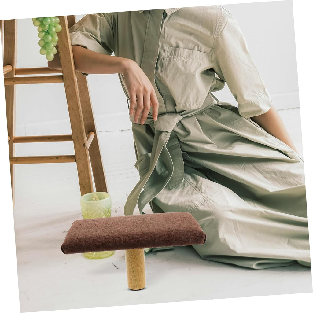 Lurrose Wooden Bench Stool and Prayer, Small Coffee Color Seat Under 150cm Height, Balance Chair for Mindfulness and Zen Practice
