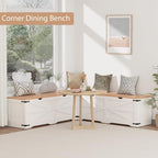 L Shape Kitchen Breakfast Nook Bench, Backless Farmhouse Storage Bench, Corner Dining Bench with Hidden Storage for Dining Room, Kitchen, Entryway