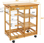 Nova Microdermabrasion Kitchen Island Cart with Storage, Rolling Side Table on Wheels with 2 Drawers, 3 Shelves, Lockable Casters for Dining Room, Bar