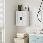Homleke Bathroom Wall Cabinet, Over Toilet Storage Cabinet with Barn Doors and Adjustable Shelves, 3-Tier Medicine Cabinet Wall Mounted, for Bathroom, Kitchen, Entryway, Laundry Room, White, (7.9" D)