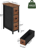 CHOEZON Small Nightstand and Narrow Side Table with Drawers Bundle, Skinny Bedside Table for Small Spaces, Slim Bedside Table for Bedroom, Living Room TBZ09BF-MBZ11WB