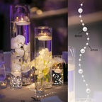 White Vase Filler for Floating Candles, 94ft Cuttable Faux Pearl Beads Strings Filler Cylinder Vases Centerpiece Table Decorations for Floating Effects, Wedding, Dining, Party, Celebration