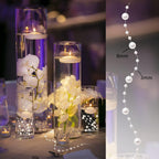 50Pcs Pearl Strings for Floating Candles, Floating-Effect Faux Pearls for Vase Filler, Centerpiece Table Decorations for Wedding, Party, Event (White)