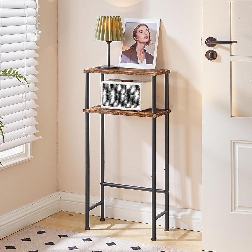 HOOBRO Narrow Console Table for Small Space, 15.7" Entryway Table with Storage, Sofa Table with 2 Shelves, Skinny Console Table for Entryway, Hallway, Living Room, Rustic Brown and Black BF40XG01