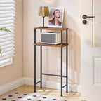 HOOBRO Narrow Console Table for Small Space, 15.7" Entryway Table with Storage, Sofa Table with 2 Shelves, Skinny Console Table for Entryway, Hallway, Living Room, Rustic Brown and Black BF40XG01