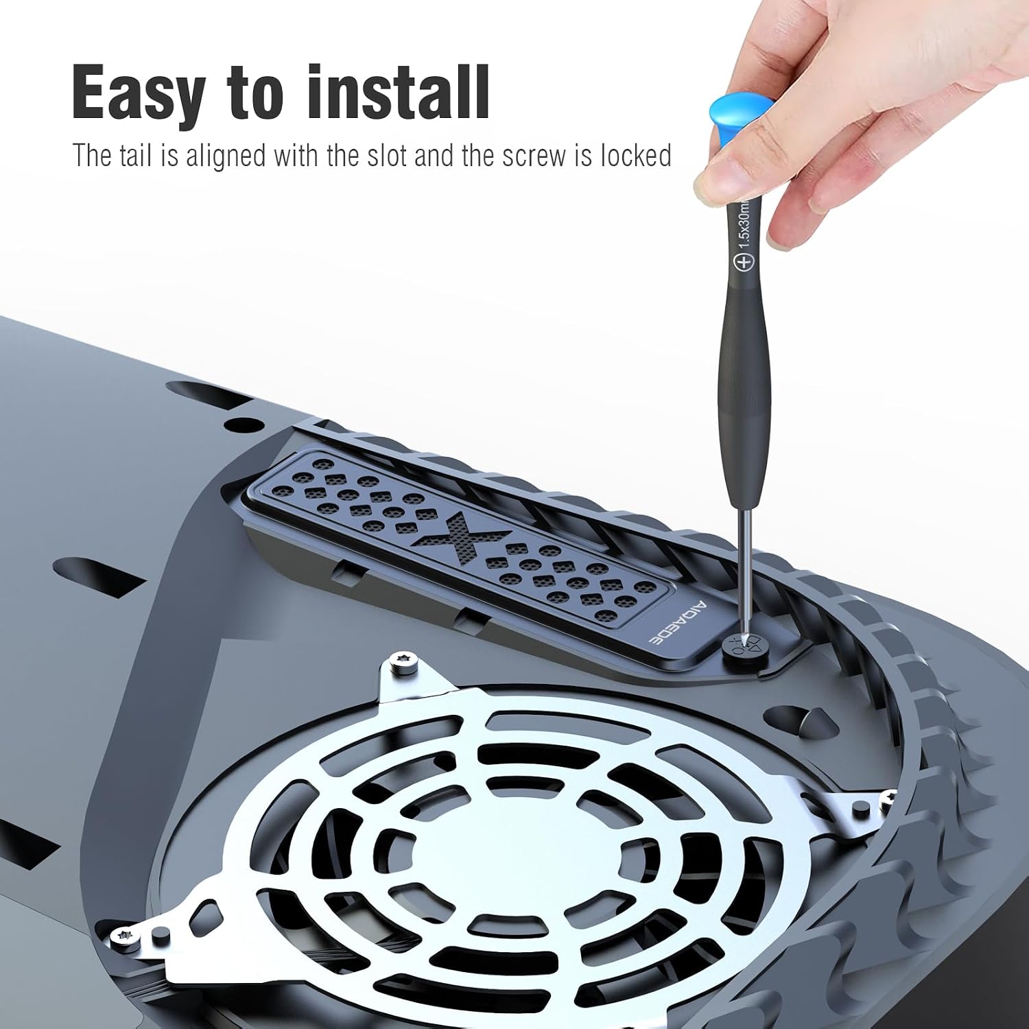 Metal Cooling Dust Cover for PS5 M.2 SSD Expansion Slot Radiator with New Vent (Gray)