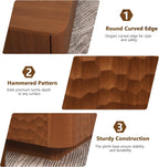 20 inch Square End Table, Wooden Sofa Side Table with Hammered Pattern & Solid Wood Veneer, Mid Century Modern Nightstand, Accent End Table for Living Room, Bedroom, Home Office, Walnut