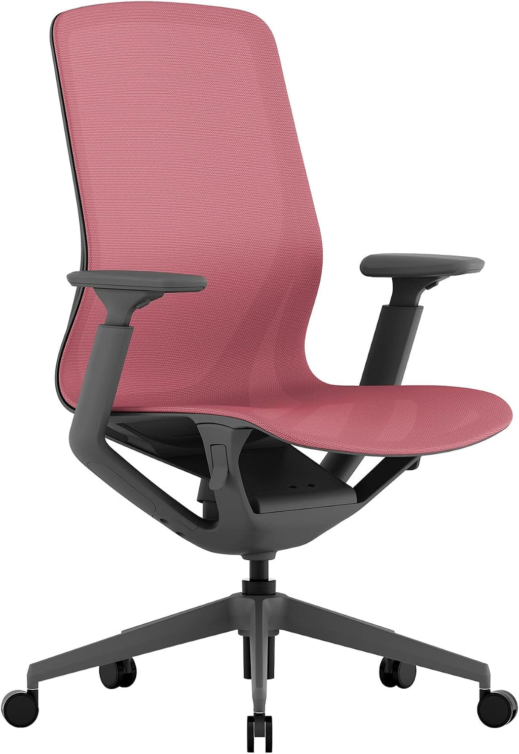 Laura Davidson Furniture Waverly Mesh Office Chair - Mid Back Mesh Chair, Adjustable Height & Arm Rest, Swivel, Seat Tilt - Red Mesh/Dark Grey Frame