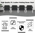 kinbor 4 PCS Waiting Room Guest Chairs, PU Leather Office Reception Chair, Lobby Furniture Reception Sofa Seat with Arms for Airport Salon Clinic, Black
