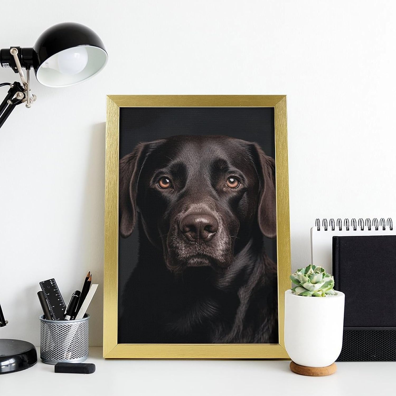 TecLikcL Personalized Modern Prints for Home Decorations, Canvas Black Lab Dog Art Pictures for Hanging Wall, Decor Frame Painting Golden for Living Room, Bedroom, Bathroom 08x12inch(20x30cm)