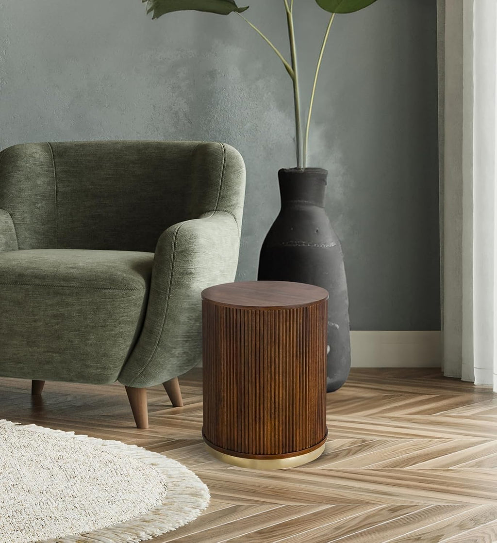 Hawthorne Grove 16” Mango Wood Side Table – Rustic Accent End Table