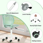 FurnitureR Armless Desk Chair with Wheels, Ergonomic Adjustable Height Swivel Task Chair with Breathable Back and Padded Seat, Rolling Study Computer Seating for Kids Teens, Mint Green