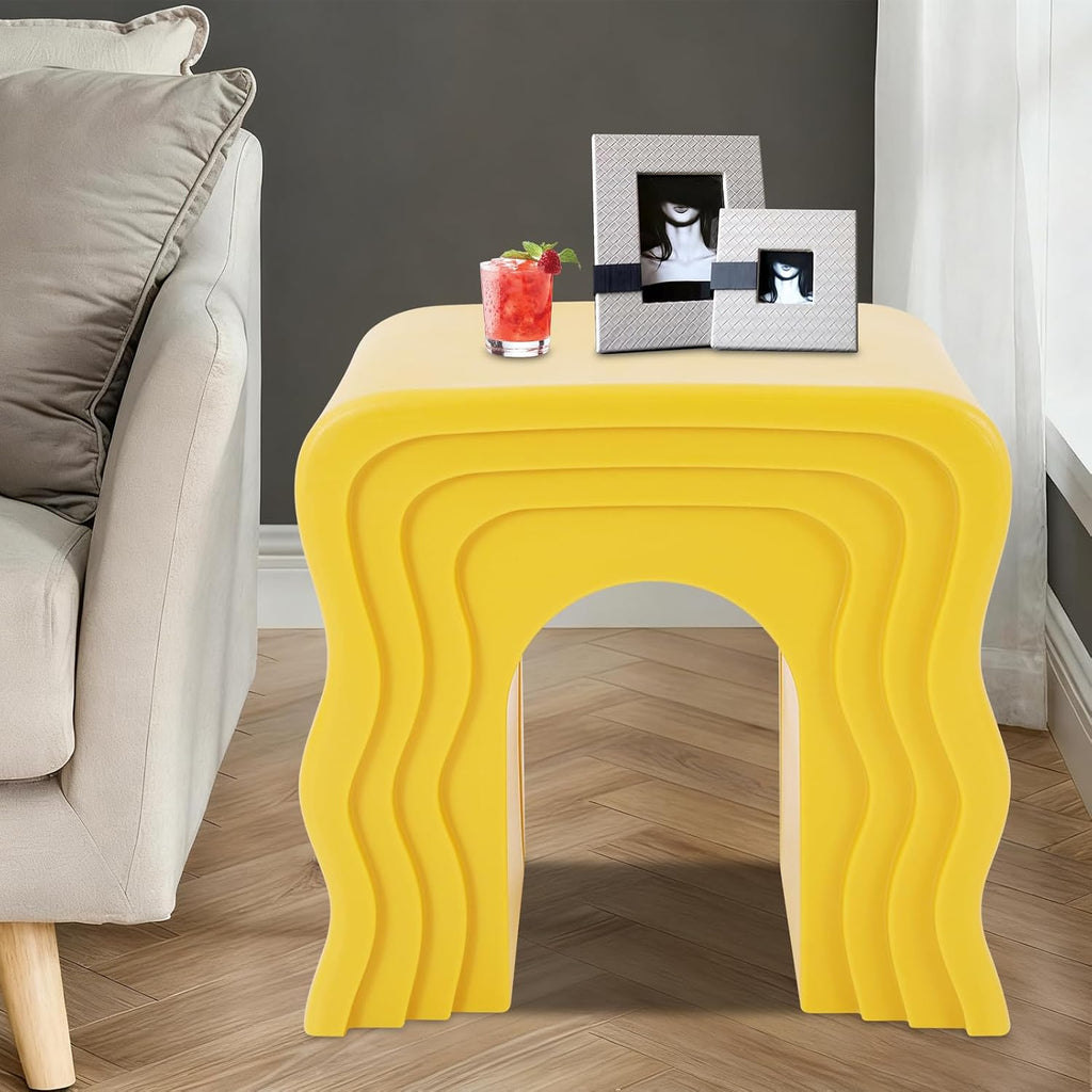 Heavy Duty End Table, 300KG Capacity Creative Coffee Table for Living Room Bedroom, Nightstand Compact Lightweight Design with Stable Base, 3 Color Options (Ginger Color)