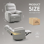 FLEXISPOT Souffle-Pro Swivel Rocker Recliner Chair, Power Nursery Glider Recliner with Massage & Heat, Adjustable Headrest, Oeko-TEX Fabric, FSC Wood Frame Ideal for Nursery & Home, Light Grey