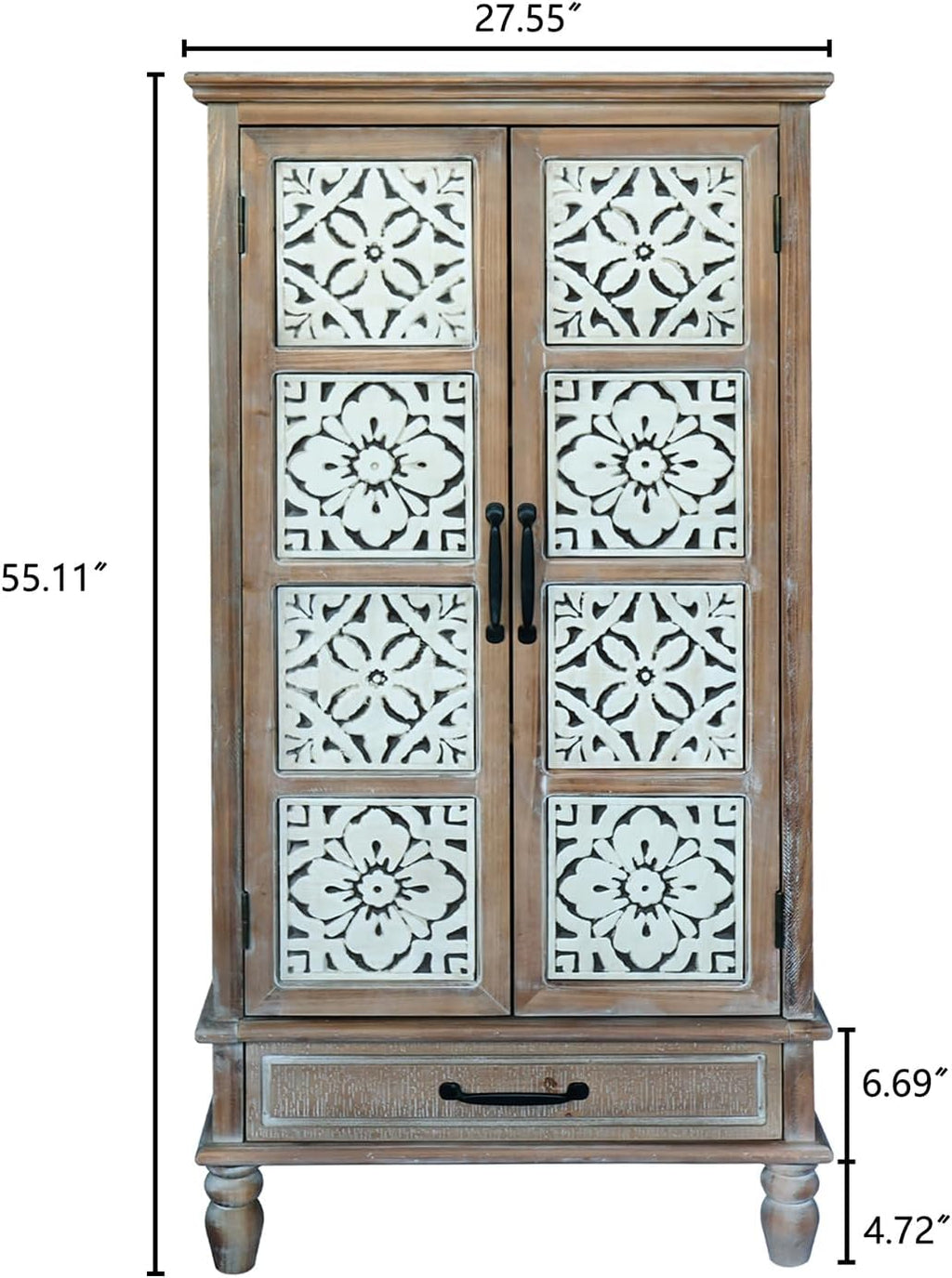 Vintage Kitchen Pantry Cabinet, Freestanding Farmhouse Storage Cabinet with 2 Shelves and 1 Drawer, Tall Cupboard for Kitchen, Living Room, Dining Room and Bathroom, Vintage
