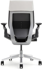 Steelcase Gesture Office Chair - Cogent Connect Licorice Upholstered Wrapped Back Platinum Metallic Frame High Seat Merle Seat/Back/Arms (Dark/Light) Hard Floor Caster Wheels