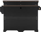 Merax 53.2" Two-Tier Kitchen Island with Storage, Farmhouse Kitchen Island with Power Outlet, 4 Door Shelves, Adjustable Shelves, 3 Drawers, Rolling Island Table, Bar Cabinet for Kitchen, Ash Black