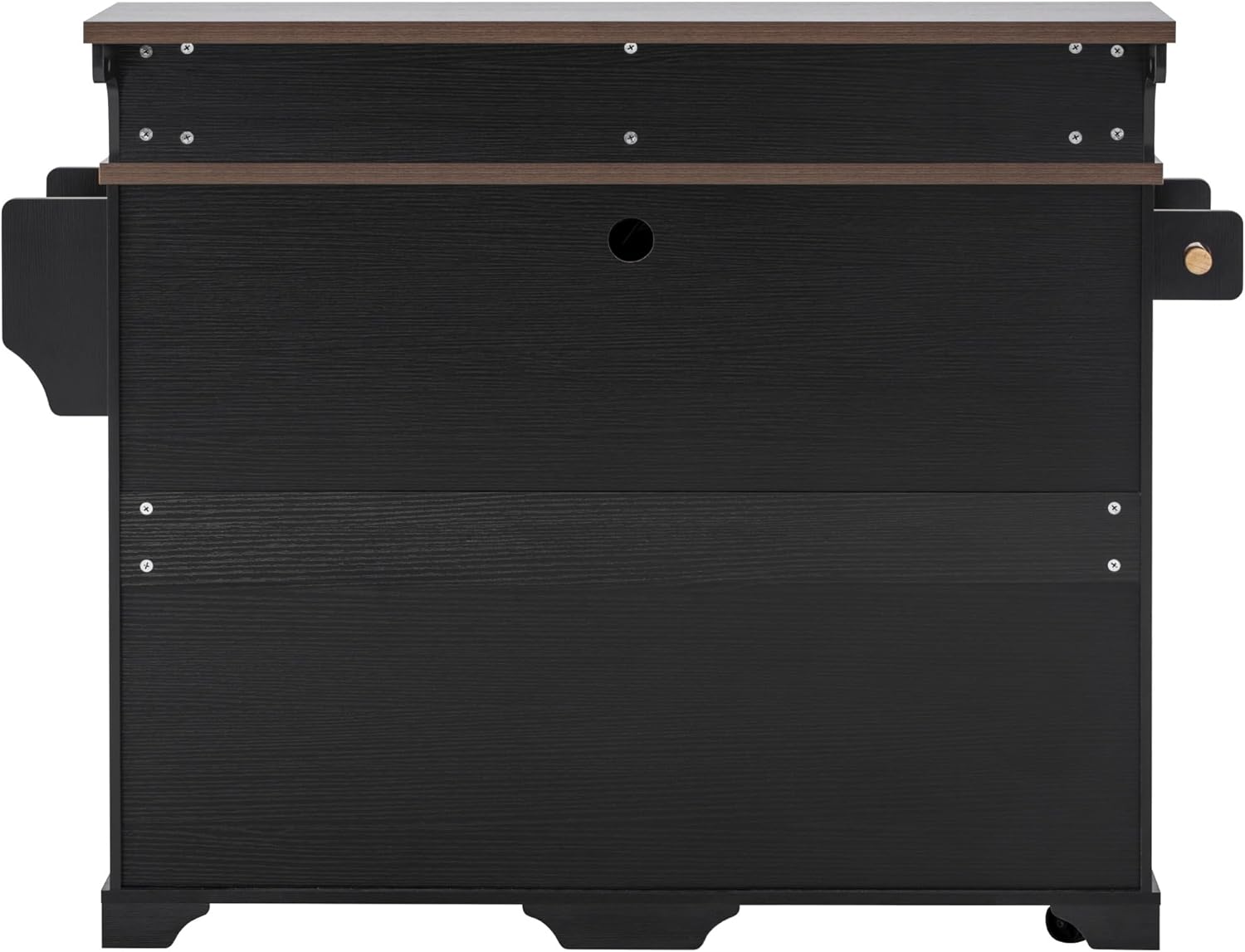 Merax 53.2" Two-Tier Kitchen Island with Storage, Farmhouse Kitchen Island with Power Outlet, 4 Door Shelves, Adjustable Shelves, 3 Drawers, Rolling Island Table, Bar Cabinet for Kitchen, Ash Black