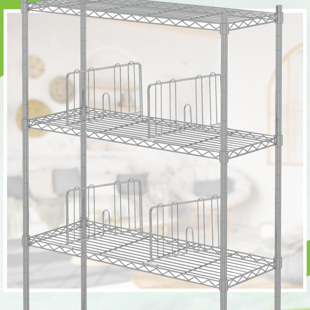 MorningRo 6 Pcs 18" W x 9" H Wire Shelf Divider Chrome Plated Steel Wire Rack Divider for Shelving Metal Accessories for Bathroom Kitchen Office Pantry Room Storage Organization, Silver