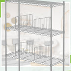 MorningRo 6 Pcs 18" W x 9" H Wire Shelf Divider Chrome Plated Steel Wire Rack Divider for Shelving Metal Accessories for Bathroom Kitchen Office Pantry Room Storage Organization, Silver
