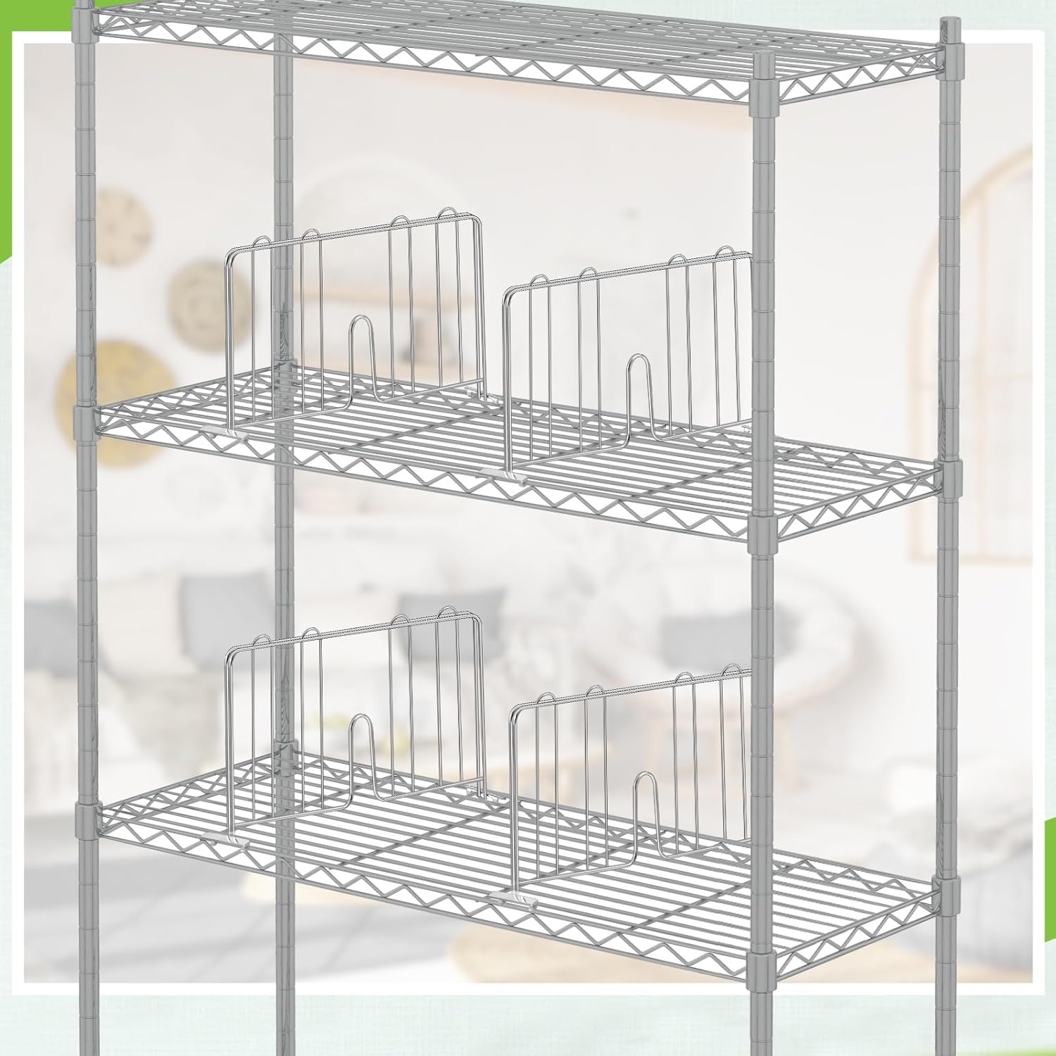 MorningRo 6 Pcs 18" W x 9" H Wire Shelf Divider Chrome Plated Steel Wire Rack Divider for Shelving Metal Accessories for Bathroom Kitchen Office Pantry Room Storage Organization, Silver