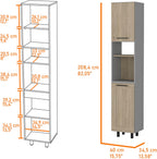 2-Door 2-Shelf Kitchen Pantry Light Pine and Gray,Buffet Kitchen Sideboard,for Kitchen,Dining Room,13.58 * 15.75 * 82.05