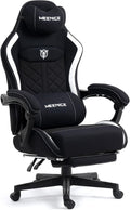 Big and Tall Gaming Chair Fabric with Pocket Spring Cushion, High Back Heavy Duty Gaming Chairs for Adults with Massage Lumbar Support, Ergonomic Computer Chair with Footrest for 400LBS Black