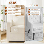 360° Swivel Accent Chair Set of 2, Large Comfy Reading Chairs, Square Single-Seat Armchair Upholstered Sofa for Reading, Nursery, Living Room, Bedroom, Lounge, Hotel, Beige
