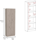 Multistorage Pantry Cabinet,Five Shelves,Double Door Cabinet for Kitchen,Laundry,Living Room,Bedroom-Light Gray