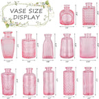 RUCKAE 12 Pack Glass Bud Vases Mini Flower Vase Small Vintage Vases for Centerpiece Table Wedding Decorations Home Decor Party(Pink)