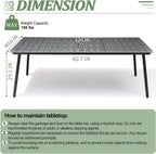 83" Patio Outdoor Dining Table for 6-8, Weather-Resistant Aluminum Frame with Wood-Grain Top & Umbrella Hole for Deck Gatherings, Grey